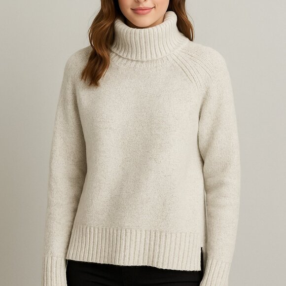 Gilli Soft Cream Mock Neck Chunky Knit Sweater - Picture 1 of 4